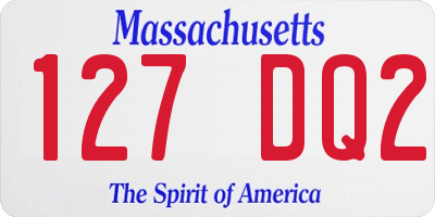 MA license plate 127DQ2