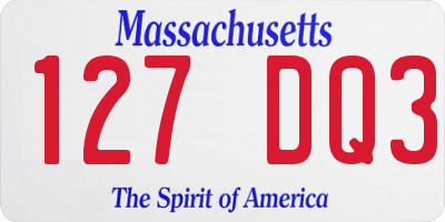 MA license plate 127DQ3