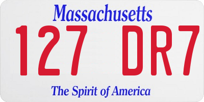 MA license plate 127DR7