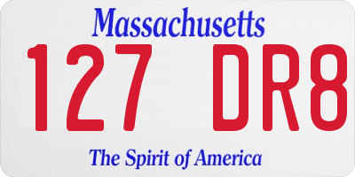 MA license plate 127DR8
