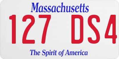 MA license plate 127DS4