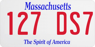 MA license plate 127DS7