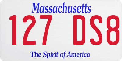 MA license plate 127DS8