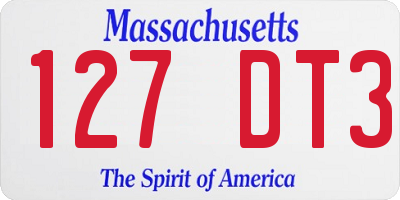MA license plate 127DT3