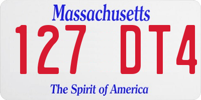 MA license plate 127DT4
