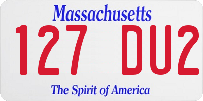 MA license plate 127DU2