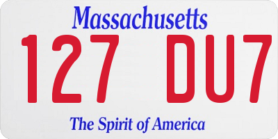 MA license plate 127DU7