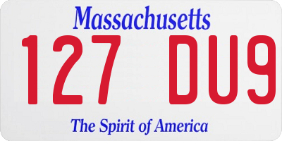 MA license plate 127DU9