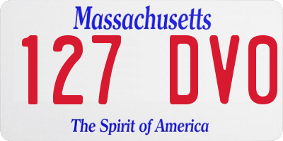 MA license plate 127DV0