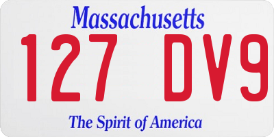MA license plate 127DV9