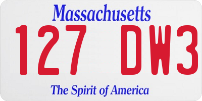 MA license plate 127DW3