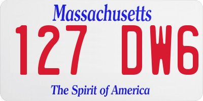 MA license plate 127DW6
