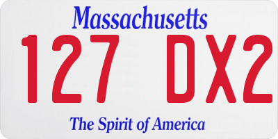 MA license plate 127DX2