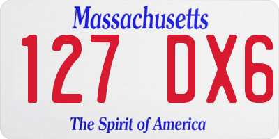 MA license plate 127DX6