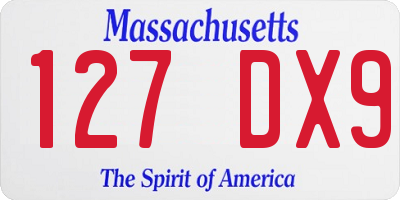 MA license plate 127DX9