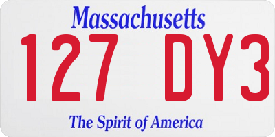 MA license plate 127DY3