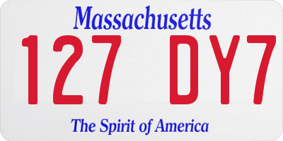MA license plate 127DY7