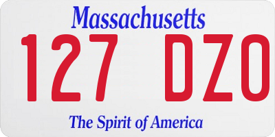 MA license plate 127DZ0