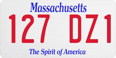 MA license plate 127DZ1