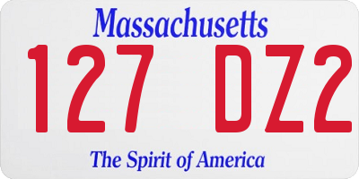 MA license plate 127DZ2