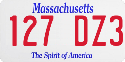 MA license plate 127DZ3