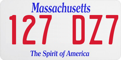 MA license plate 127DZ7