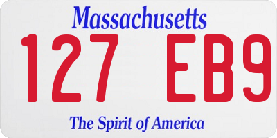 MA license plate 127EB9