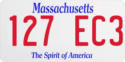 MA license plate 127EC3