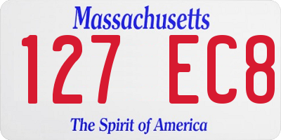 MA license plate 127EC8