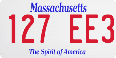 MA license plate 127EE3