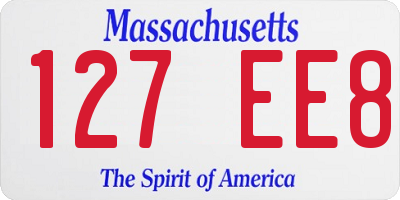MA license plate 127EE8