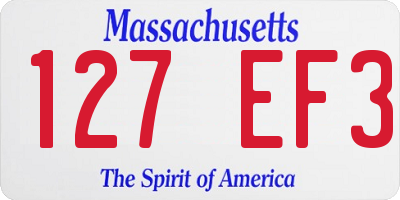 MA license plate 127EF3