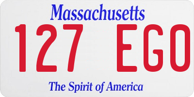 MA license plate 127EG0