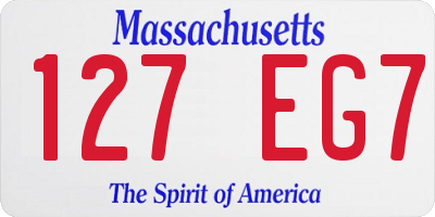 MA license plate 127EG7