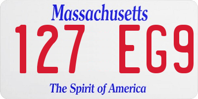 MA license plate 127EG9