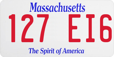 MA license plate 127EI6