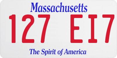 MA license plate 127EI7