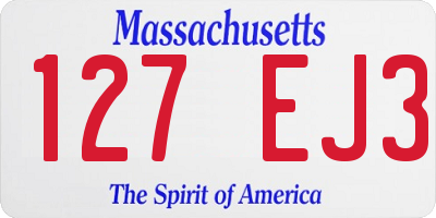 MA license plate 127EJ3