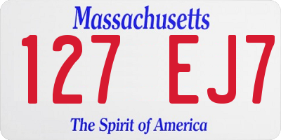 MA license plate 127EJ7