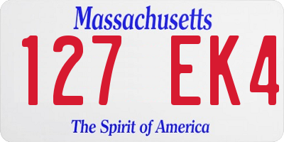 MA license plate 127EK4