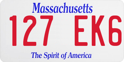 MA license plate 127EK6