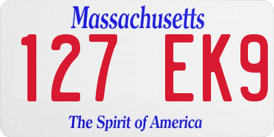 MA license plate 127EK9