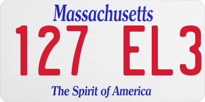 MA license plate 127EL3