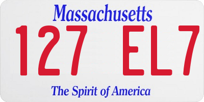 MA license plate 127EL7