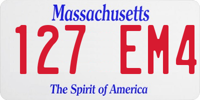 MA license plate 127EM4