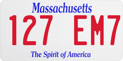 MA license plate 127EM7