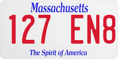 MA license plate 127EN8