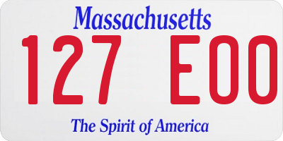 MA license plate 127EO0