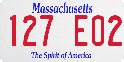 MA license plate 127EO2