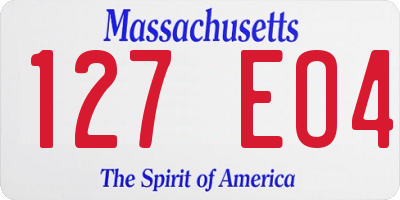 MA license plate 127EO4